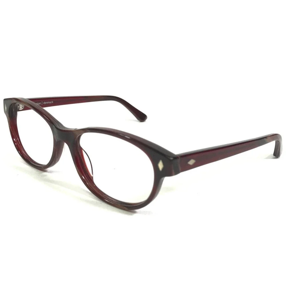 Prodesign Denmark Eyeglasses Frames 1744 c.3834 Brown Red Horn Cat Eye 52-16-140